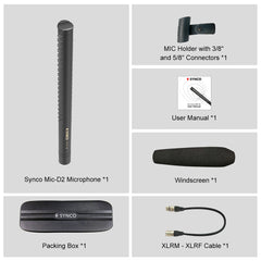 SYNCO Mic D2 – Hypercardioid Shotgun Microphone with Brass Body & XLR Output