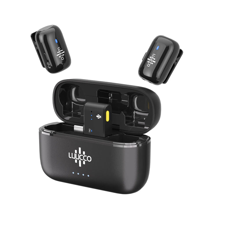 LUUCCO MiniPods-K2 – Ultra-Compact Wireless Microphone System (USB-C with Lightning Adapter, 6g, 100m Range)
