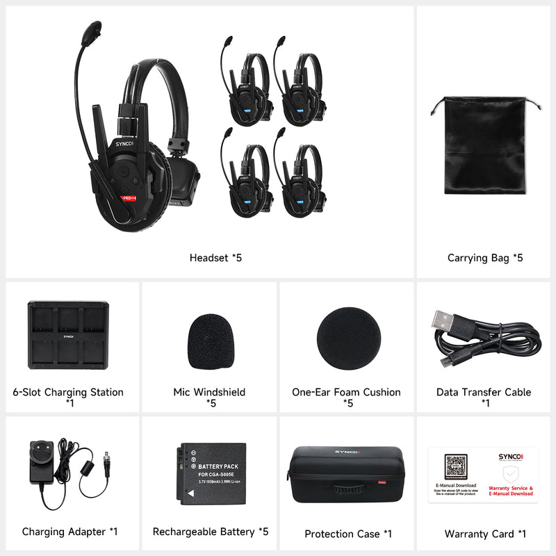 SYNCO Xtalk Xpro – Professional Wireless Intercom Headset System with Boost Mode & Multi-Group Function (Available in 1-9 Headsets)